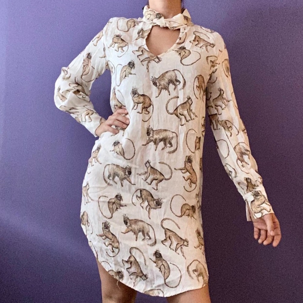 H&M Beige Animal Patterned Dress